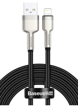 Дата кабель usb 2.0 am to lightning 2.0m 2.4a metal black baseus (caljk-b01)