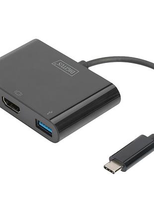 Переходник usb-c to hdma 2xusb digitus (da-70855)