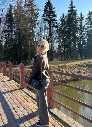Шкіряний тренч бургунді 2
