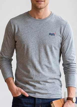 Лонгслів чоловічий superdry xl сірий бавовняний xl