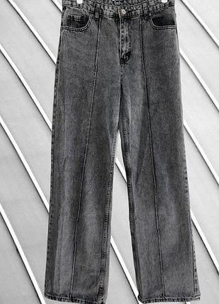 Жіночі сірі широкі джинси topshop m 38 40 42 44 топшоп джинси wide leg з вертикальними швами висока посадка topshop m