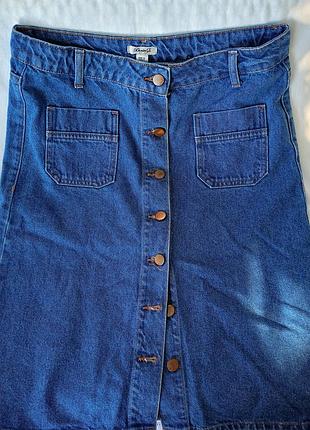Стильная джинсовая юбка миди на пуговицах denim co, размер 12 / 40 (m-l)