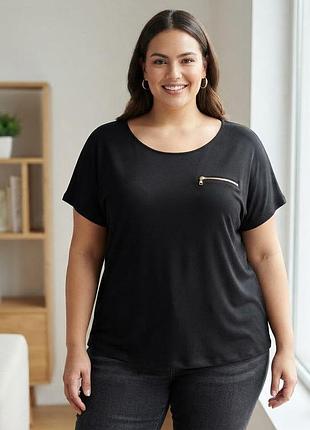 Стильная черная футболка/блуза marks &amp; spencer plus size