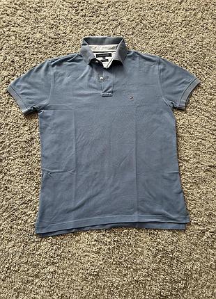 Чоловіче поло tommy hilfiger, синє, розмір m, 100% бавовна