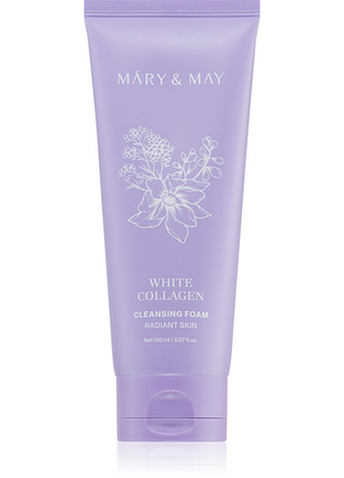 Mary&may white collagen cleansing foam — очищувальна пінка з колагеном