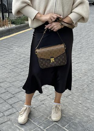Сумка pochette metis shoulder bag brown leather monogram reverse coated 2