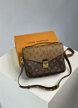 Сумка pochette metis shoulder bag brown leather monogram reverse coated 4