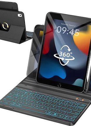 Клавиатура-чехол для ipad 10.2 (9/8/7 gen), air 3, pro 10.5 bluetooth qwerty с подсветкой и слотом для