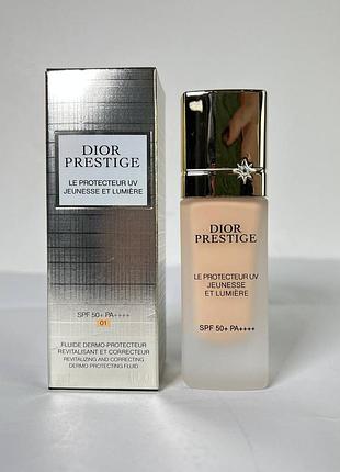 Тонувальний сонцезахисний крем для обличчя dior prestige le protecteur uv jeunesse et lumière spf 50+ pa++++ 01, 30 мл