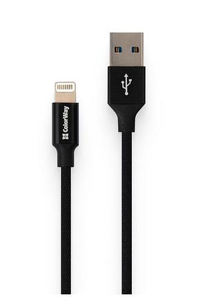 Дата кабель usb 2.0 am to lightning 2.0m black colorway (cw-cbul007-bk)