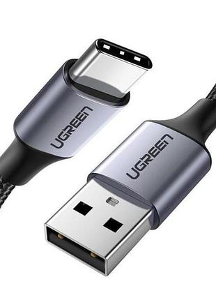 Дата кабель usb 2.0 am to usb-c 2.0m us288 aluminum braid black ugreen (60128)