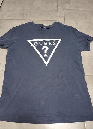 Футболка чоловіча guess з круглим вирізом, темно-синя, б/в