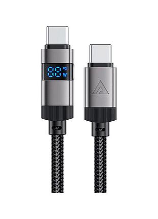 Дата кабель usb-c to usb-c 1.2m 60w digital display c15-03 black acefast (6974316283720)