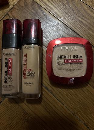 Компактна крем-пудра для обличчя l'oreal paris infaillible  і тональний крем