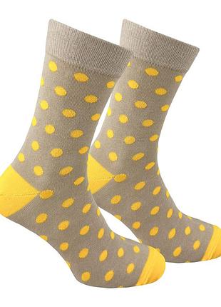 Носки premier socks в горошек, бежево-серые с желтым, разм. 36-39, 40-42