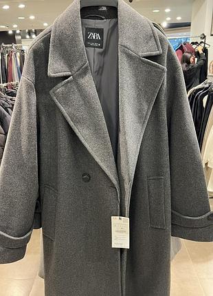Пальто жіноче zara сіре розмір m