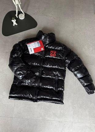 Чоловіча куртка пуховик hugo boss чорна глянцева зимова s-xl
