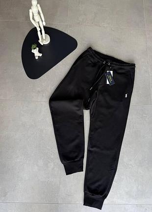 Чоловічі штани polo ralph lauren чорні на манжеті, спортивні джогери s-xl