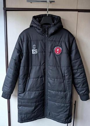 Черная удлиненная зимняя футбольная куртка-парка empire kits тренерская bench coat s-m (46-48)