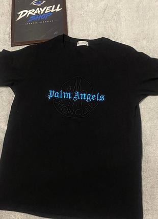 Футболка чоловіча palm angels x moncler чорна з логотипом
