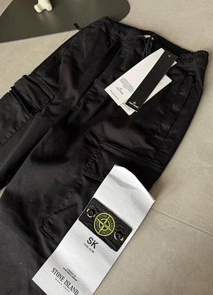 Мужские шорты карго stone island черные с манжетом s-xl