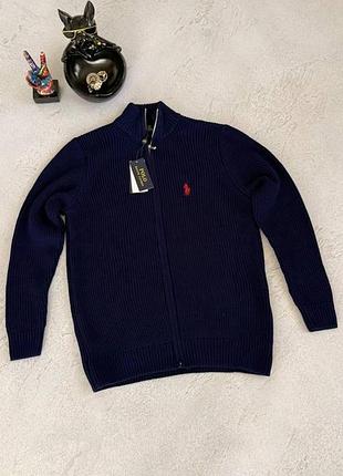 Кардиган-свитер polo ralph lauren blue мужской вязаный на пуговицах s-xl