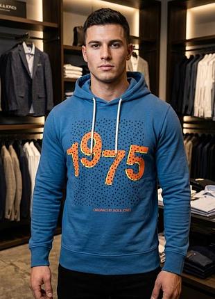 🧥 мужское синее худи jack &amp; jones (originals) | насыщенный синий | размер m-l