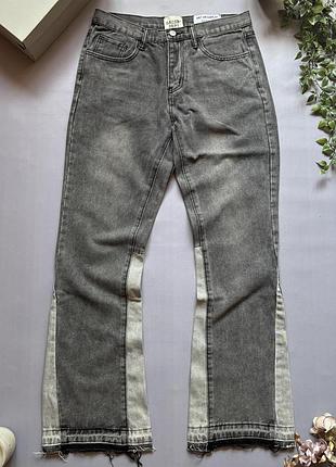 Джинсы gallery dept flared светло-серые мужские широкие клеш s-xl