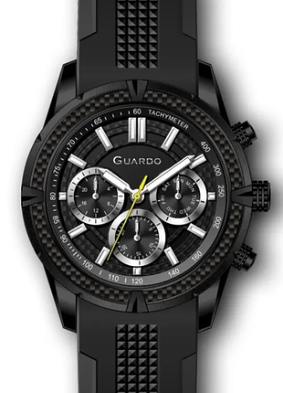 Мужские часы guardo premium 012758-2 чёрный корпус силиконовый ремешок чёрный циферблат с датой
