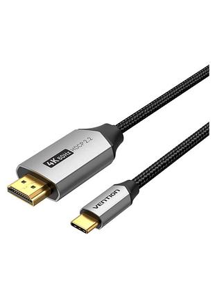 Кабель мультимедійний usb-c to hdmi m 1.5m 4k60hz thunderbolt 3 hdcp2.2 black vention (crbbg)