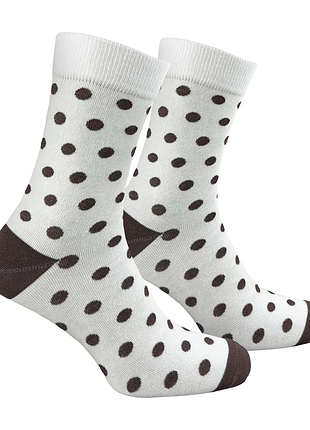 Носки premier socks в горошек, белые с коричневым, разм. 36-39, 40-42