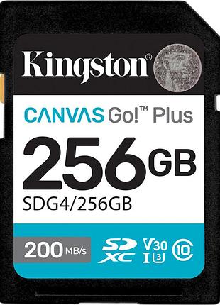 Карта пам'яті kingston 256gb sdxc сlass 10 uhs-i u3 v30 canvas go plus g4 (sdg4/256gb)