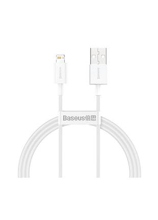 Дата кабель usb 2.0 am to lightning 2.0m superior fast charging 2.4a white baseus (calys-c02)