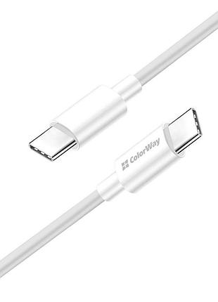 Дата кабель usb-c to usb-c 2.0m 3a 65w white colorway (cw-cbpdcc056-wt)