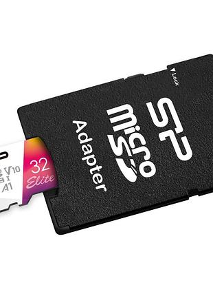 Карта пам'яті silicon power 32gb microsd class10 uhs-i a1 v10 elite color (sp032gbsthbv1v20sp)