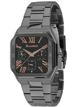 Чоловічий годинник guardo premium 012726-4 чорний корпус чорний сталевий браслет чорний циферблат з датою