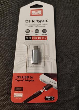 Адаптер earldom et-tc10 usb type-c ⇄ lightning otg, заряджання та передача даних, silver