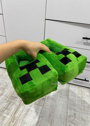 Плюшеві домашні капці кріпер minecraft унісекс 36-42р