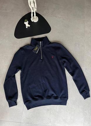 Кофта світшот поло-мага на 1/3 блискавки polo ralph lauren, синій s-xl
