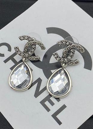Сережки вечірні шанель vintage crystal drop