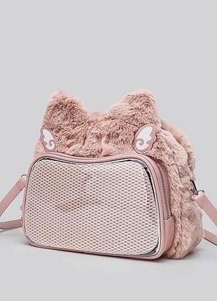 Сумка ita bag кавайная плюшевая розовая с большим прозрачным экраном 28 ✖️ 26 ✖️ 12см
