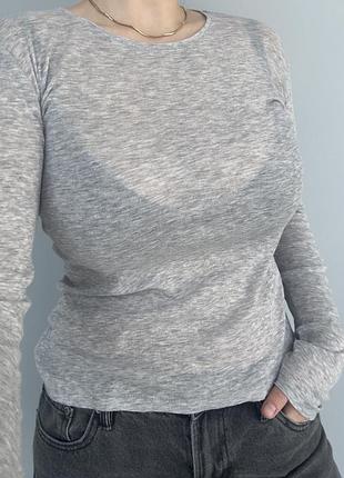 Напівпрозорий сірий лонгслів zara