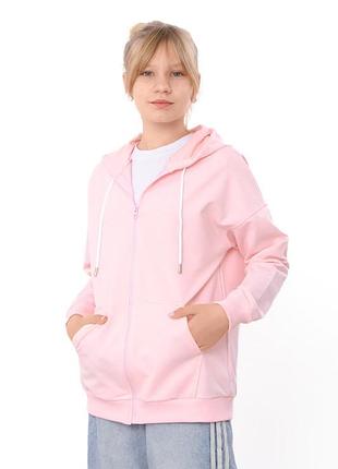 Кофта худи для девочки на молнии, двунитка, 140см, 146см, 152см, 158см, 164см, 170см
