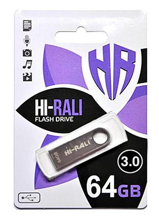 Usb флеш накопичувач hi-rali 64gb shuttle series silver usb 2.0 (hi-64gbshsl)