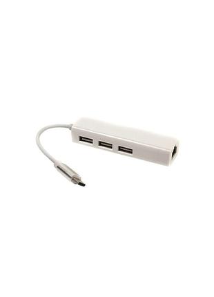 Концентратор usb 3.1 type-c to 3 port usb 2.0 + ethernet powerplant (ca910397)