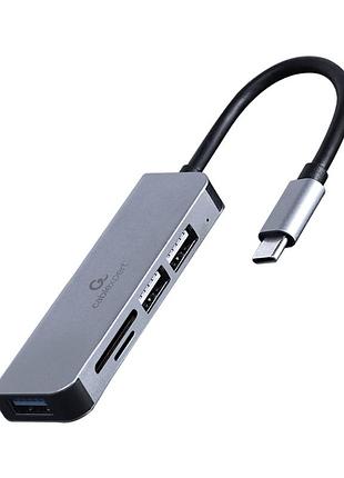 Концентратор cablexpert usb-с to 1 х usb 3.1 gen1 (5 gbps), 2 х usb 2.0, cardreader (uhb-cm-cru3p1u2p2-01)