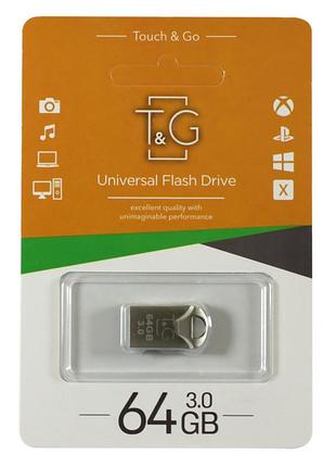 Usb флеш накопичувач t&amp;g 64gb 106 metal series silver usb 3.0 (tg106-64g3)