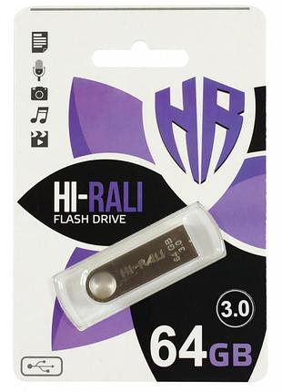 Usb флэш накопитель hi-rali 64gb shuttle series silver usb 3.0 (hi-64gb3shsl)