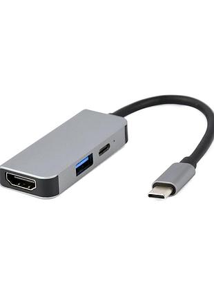 Концентратор cablexpert usb-c 3-in-1 (usb/hdmi/pd) (a-cm-combo3-02)