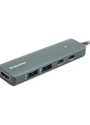 Концентратор blueendless usb-c to 2xusb 3.0 + usb-c pd + hdmi (ca913435)